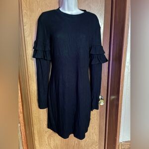 Goth Fairy Grunge Black Ruffle Sleeve Dress Size Large